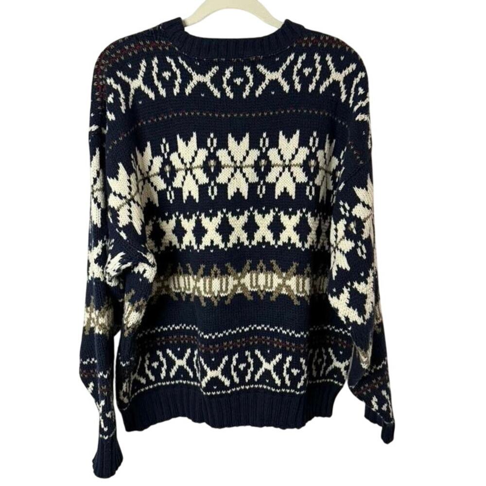 Vintage 90's Adirondack Sweater Holiday Vibes Blue and White Men's sz. XL